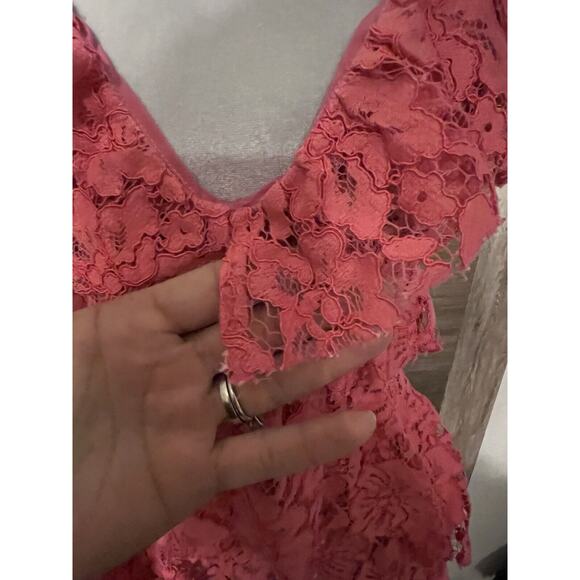 NBD Revolve Lace Mini Dress V-Neck Pink Halter Back Party Prom Cocktail - Picture 3 of 12